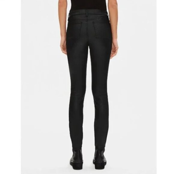 EILEEN FISHER Women's Sz. 6 Black Wax Coated Jeans Mid Rise Skinny Pants - Picture 11 of 11